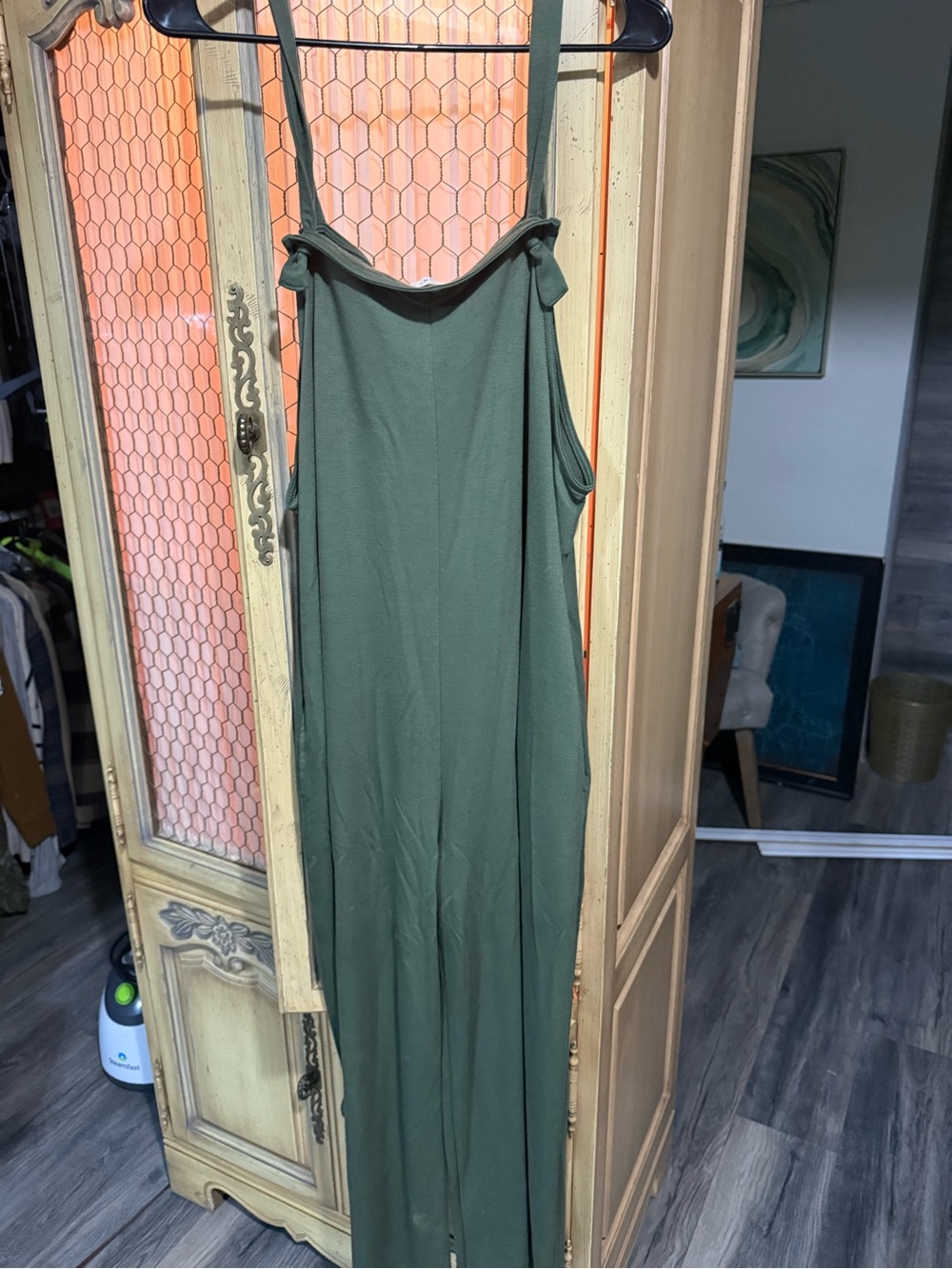 Splendid Olive Green Maxi Slip Dress with Adjustable Spaghetti Straps